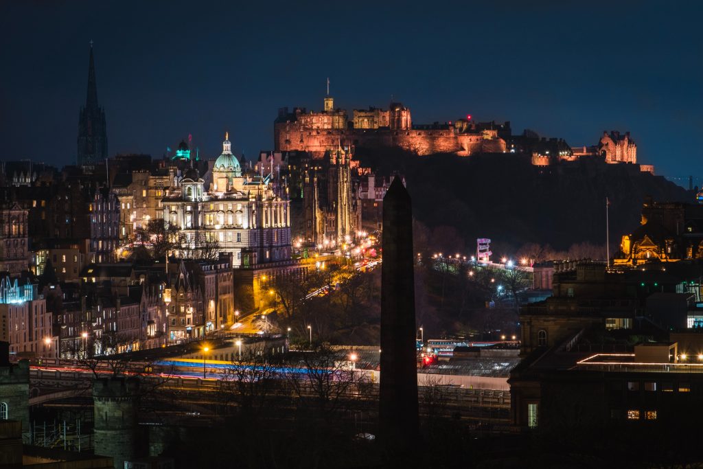 View of Edinburgh city at night